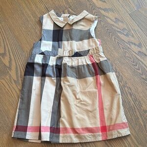 Burberry Tan and White Sundress with Peter Pan Collar